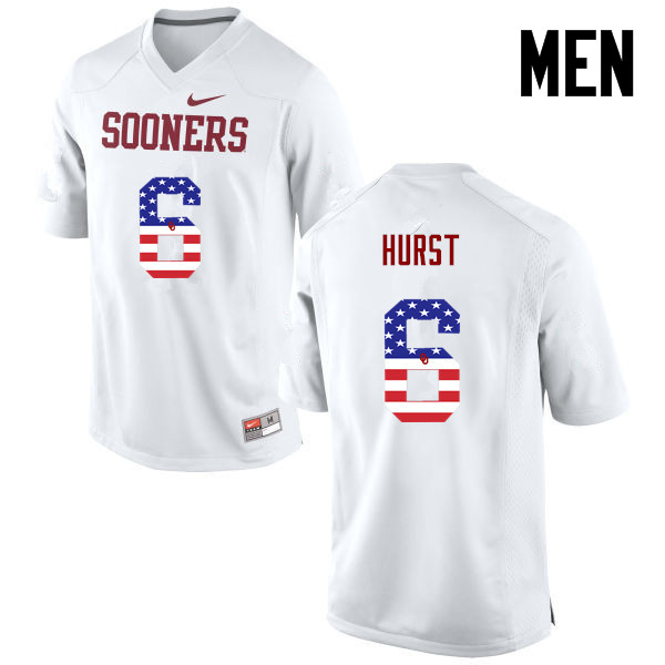 Men Oklahoma Sooners #6 Demontre Hurst College Football USA Flag Fashion Jerseys-White
